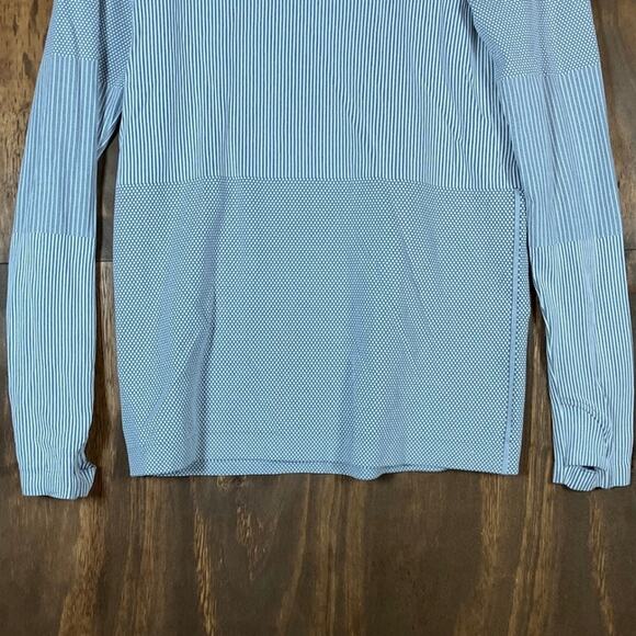 Athleta Womens Shirt White Flurry Base Layer Striped Turtleneck Stretch Medium - Picture 3 of 11